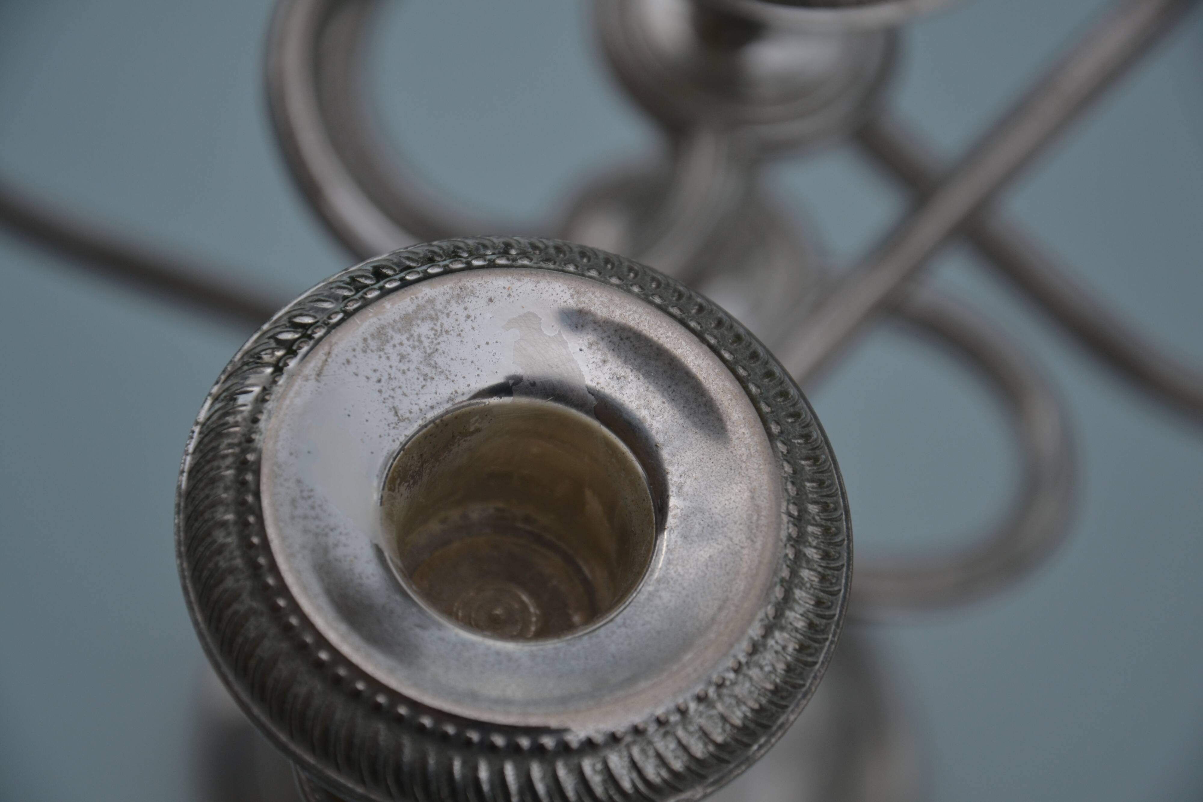 Pair of English silver-plated candlesticks