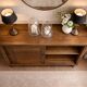 Vintage wooden buffet with a waxed finish, 2 sliding doors.