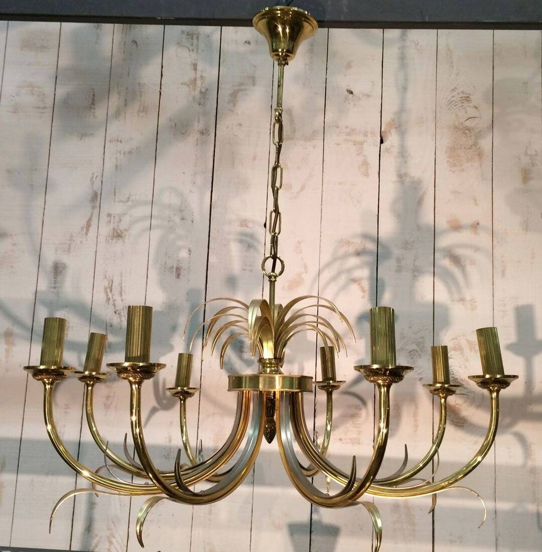 Brushed Metal and Gold Pineapple Pendant Light, Mid-Century Modern, French Work