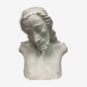 Statue buste homme barbu en plâtre