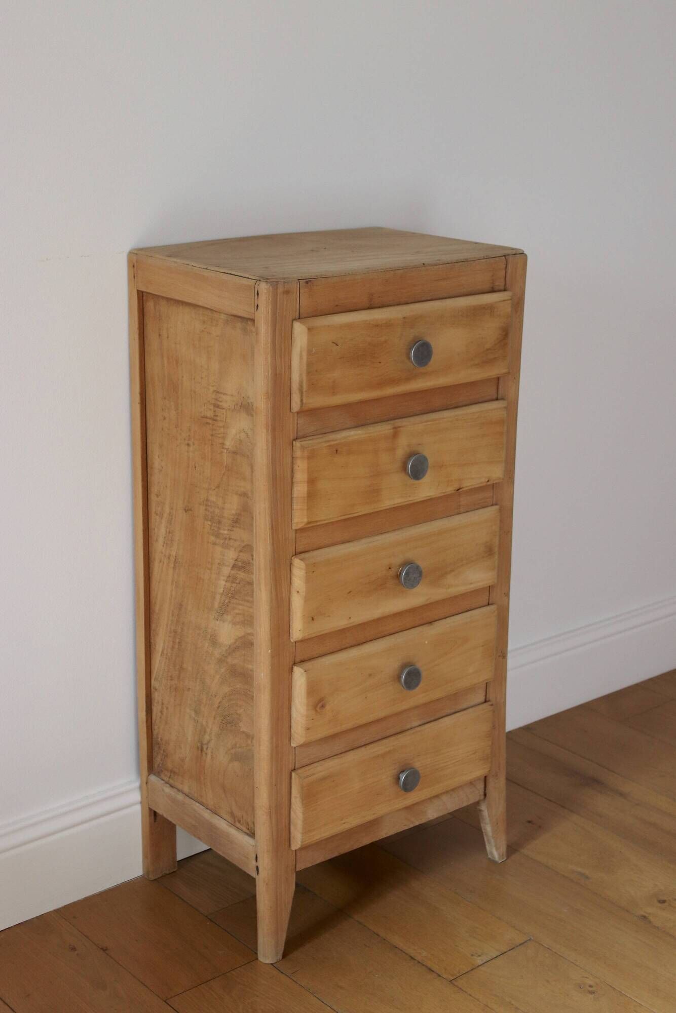 Raw wood chest of drawers