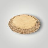 Ancien miroir rond en osier tressé – 40 cm - années 70