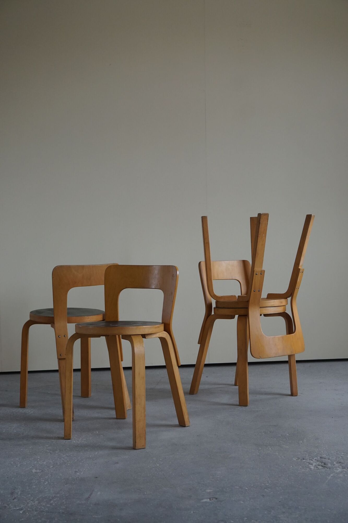 Model 65 dining chairs by Alvar Aalto for Artek, 1950