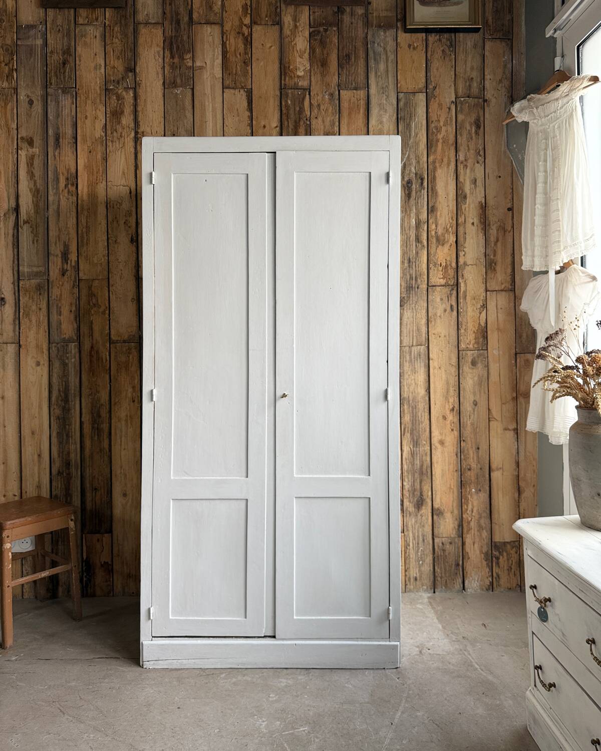 Parisian wardrobe with white patina