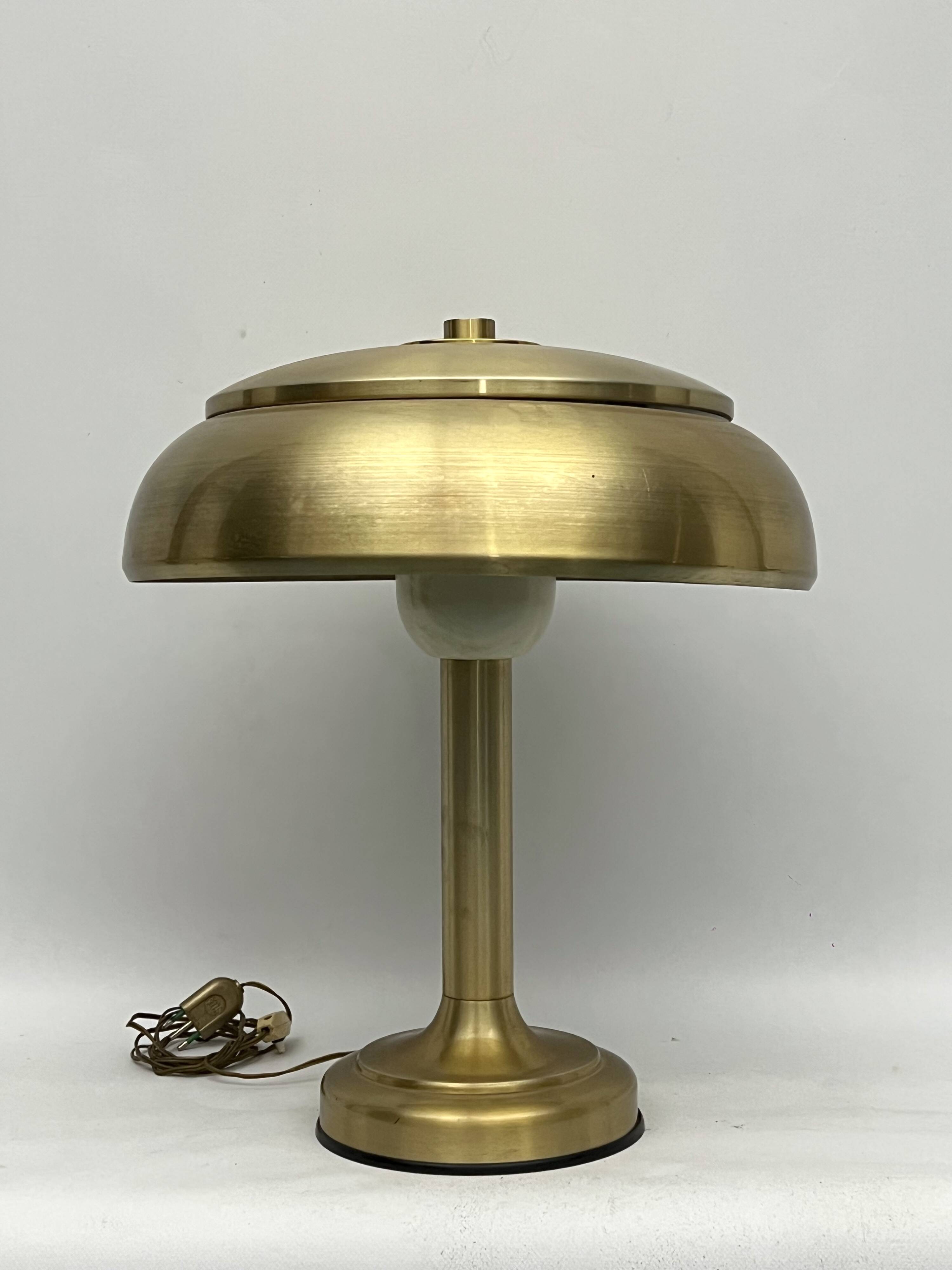 Vintage Ministerial gilded table lamp. Italy 1950s