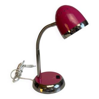 Lampe de Bureau Flexible Rose et Métal - Style 70's - Seventies et vintage