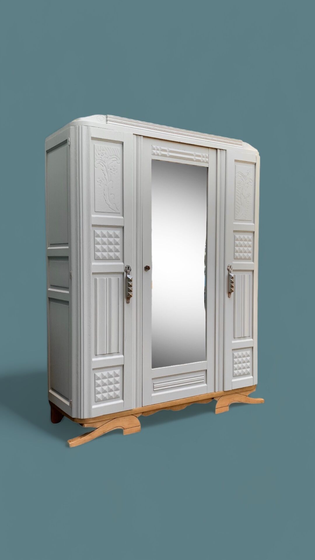 Parisian art deco wardrobe solid oak 1930