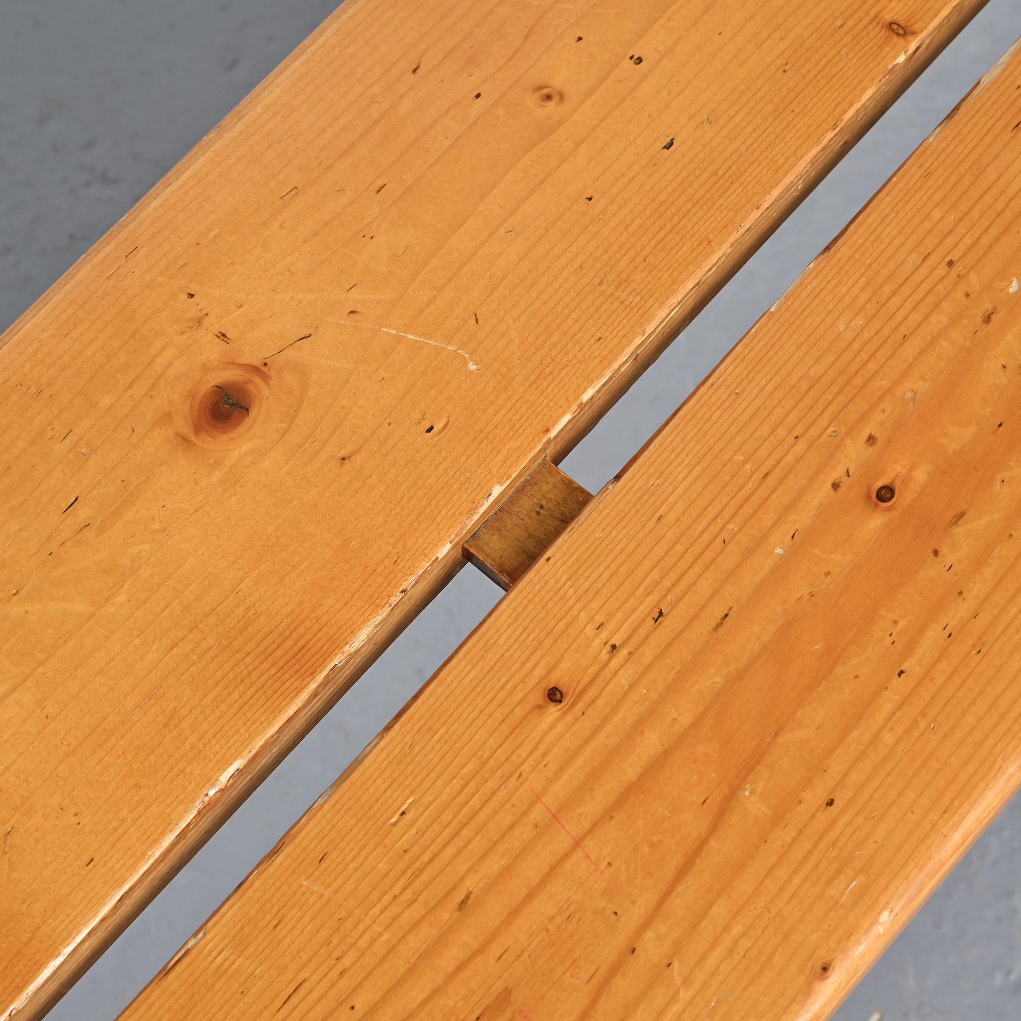 Solid pine bench, Les Arcs, circa 1973