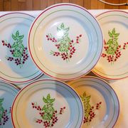 Set de 6 assiettes plates vintage en porcelaine