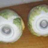 Salt and pepper shakers in earthenware – frugal pattern, 1950s