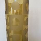 Amber yellow glass vase frosted geometric pattern