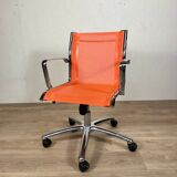 Designer office chair - Orange mesh and chrome base