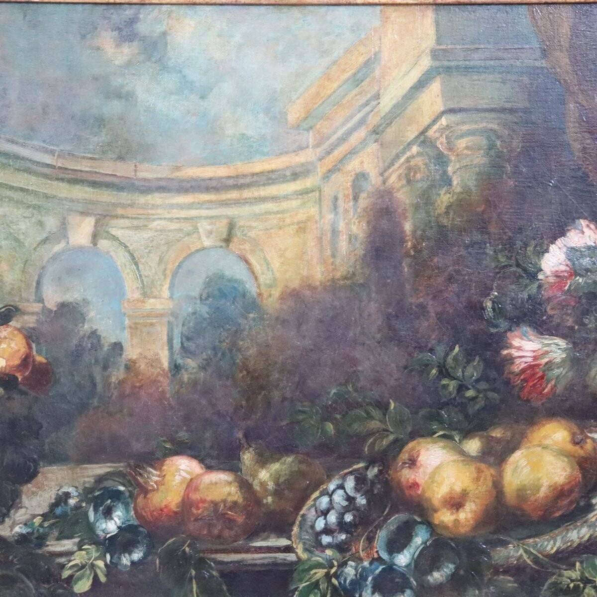 Still Life, Large Oil Painting On Canvas, Italy, 19th Century