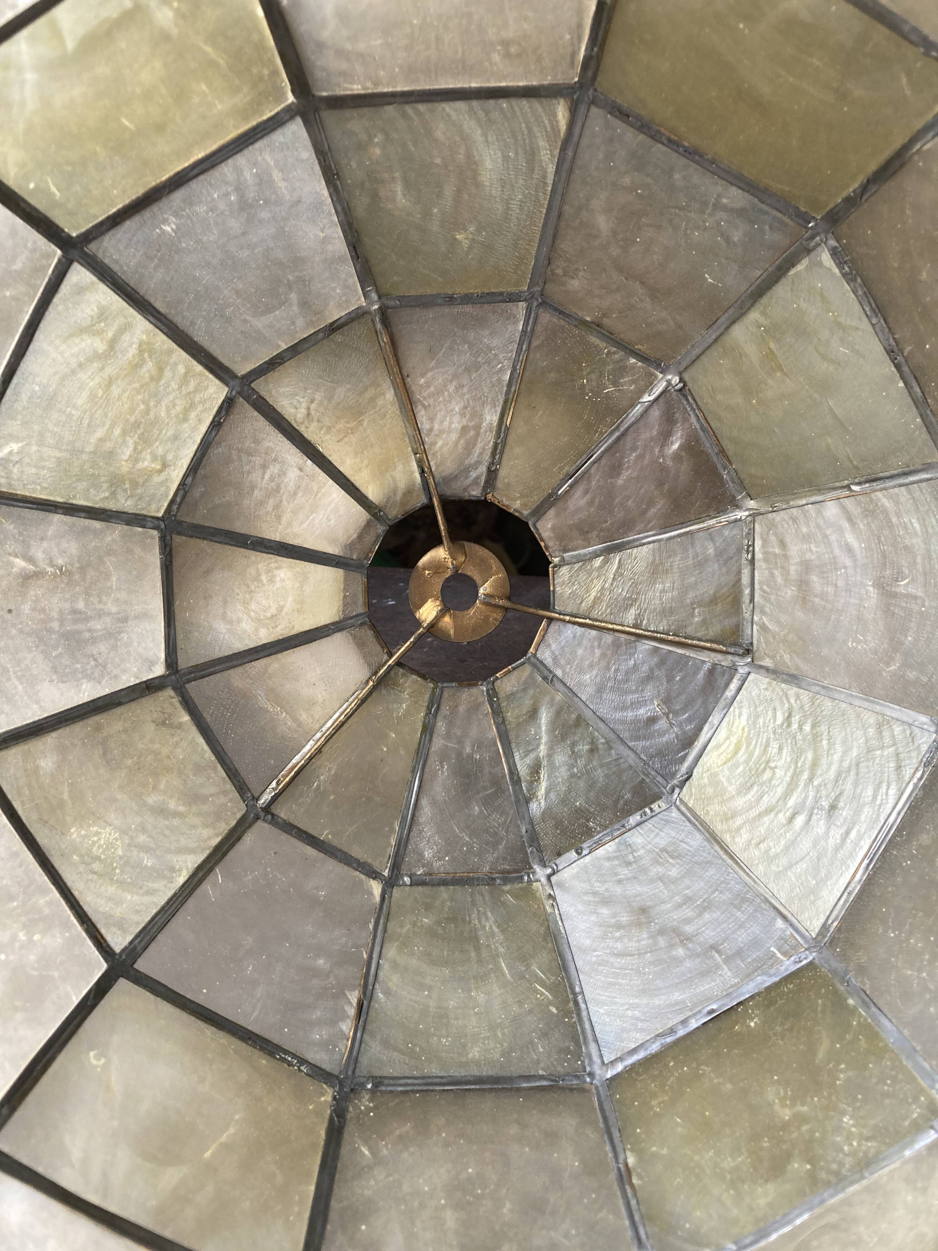 Mother-of-pearl and brass pendant lamp 1960