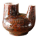 Raw double-neck vase, flame-formed ceramic, monogram JA, 1950s-60s.