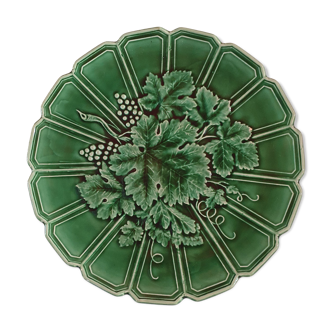 Plat de presentation ou plat a tarte barbotine sarreguemine feuille de vigne 28cm