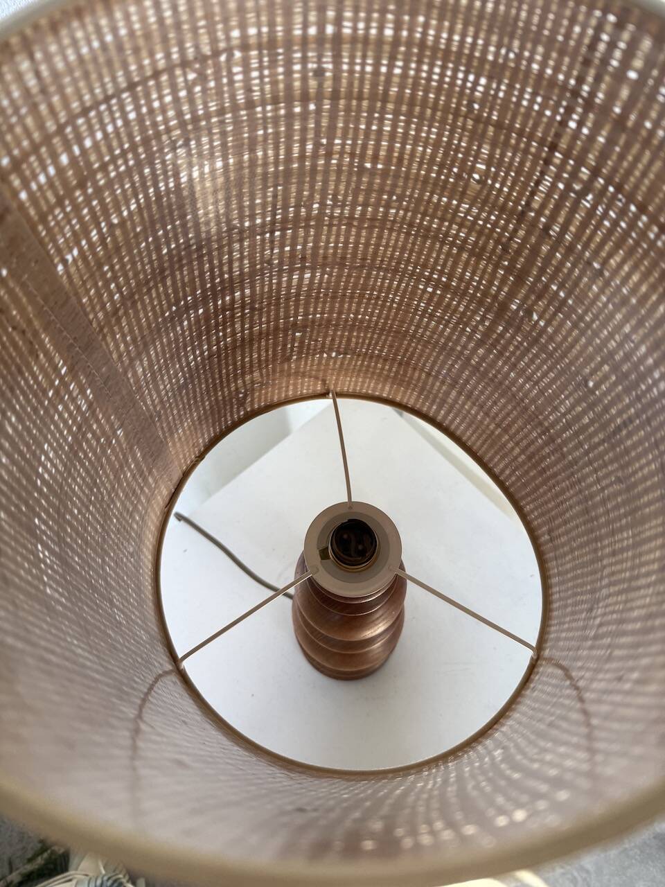 1950s turned oak wood table lamp