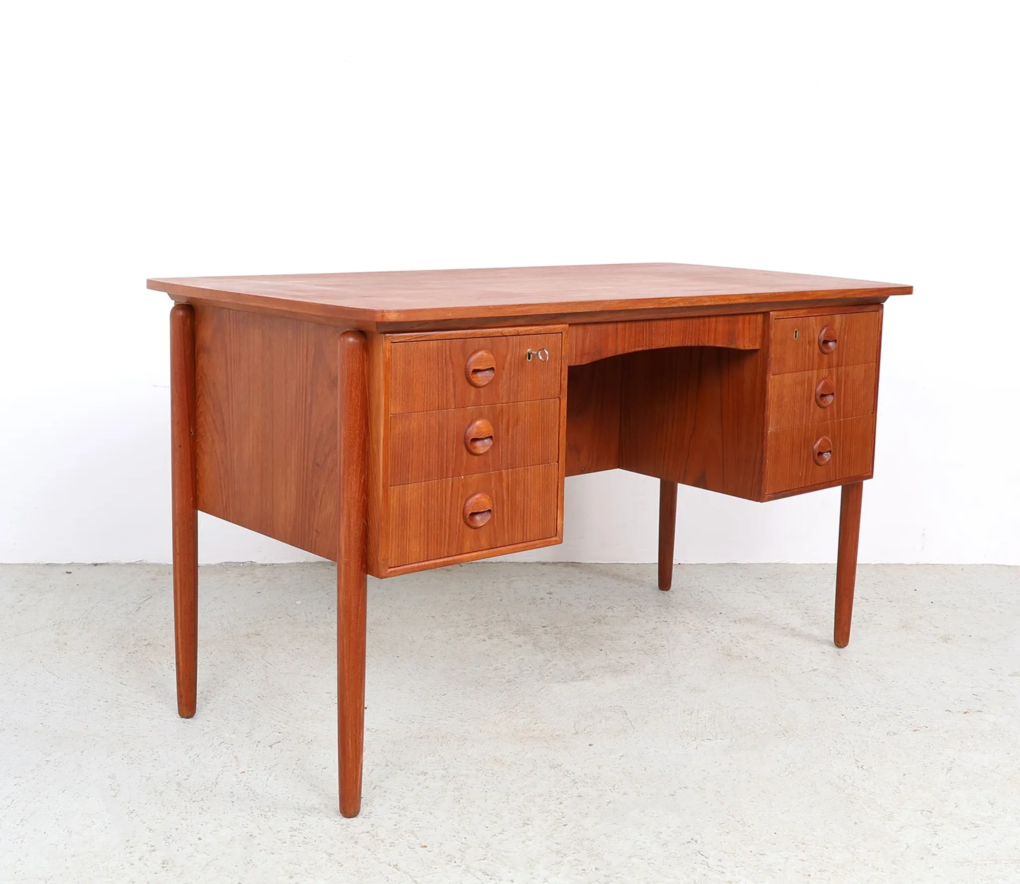 Danish teak writing desk with open storage compartment, 1960s