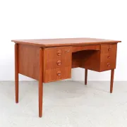 Danish teak writing desk with open storage compartment, 1960s