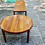 Organic round coffee table in solid teak by john boné for michael laursen denmark 1960