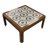 1970s teak coffee table with tiled top