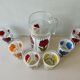 Orangeade service, 1 carafe and its 6 glasses, decoration flowers, France