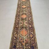 Distressed Turkish Narrow Runner 383x66 cm wool Vintage Tribal Rug