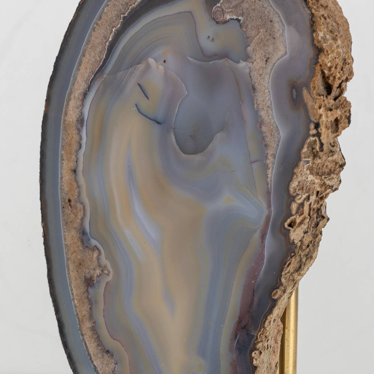 Vintage 20thc agate & brass table lamp by willy daro, belgium c.1970