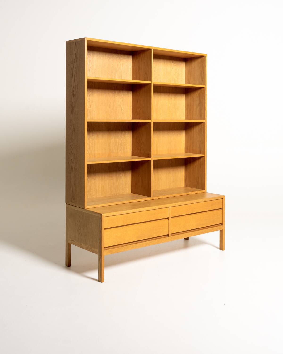 Scandinavian oak bookcase with drawers, 1960s/1970s