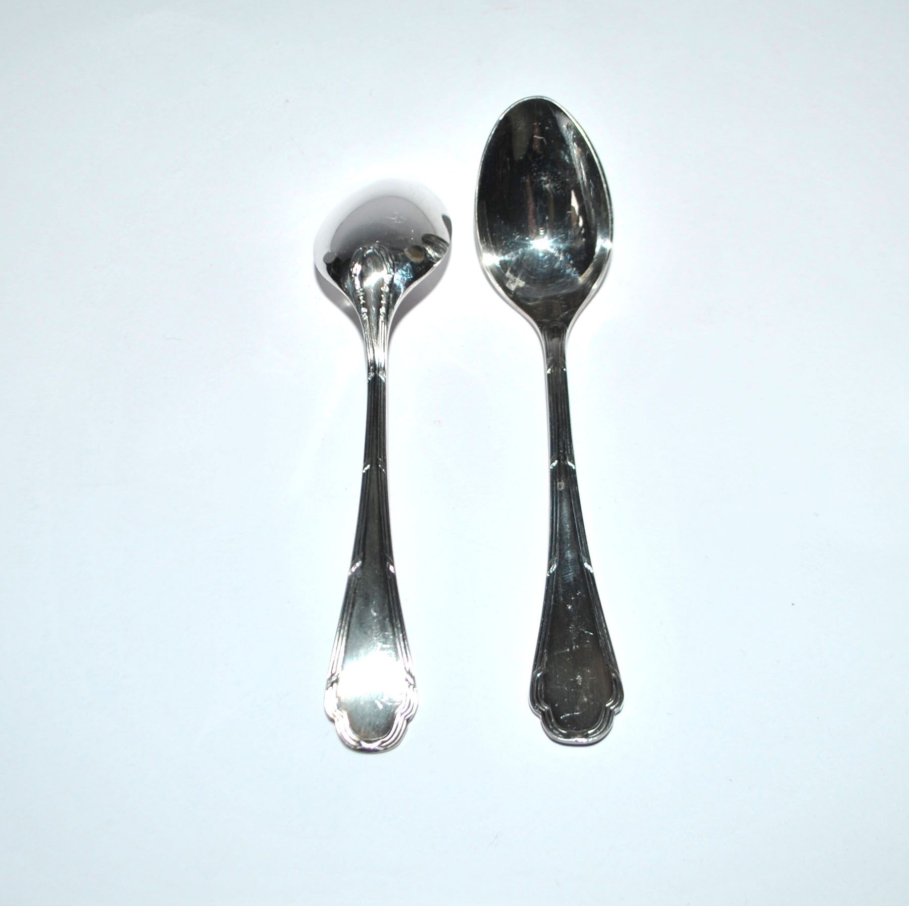 Ercuis set of 2 moka teaspoons Trianon in silver-plated metal with crossed ribbon 11 cm