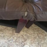 Pair of vintage armchairs in curved wood with suspended seat circa 1970-80.