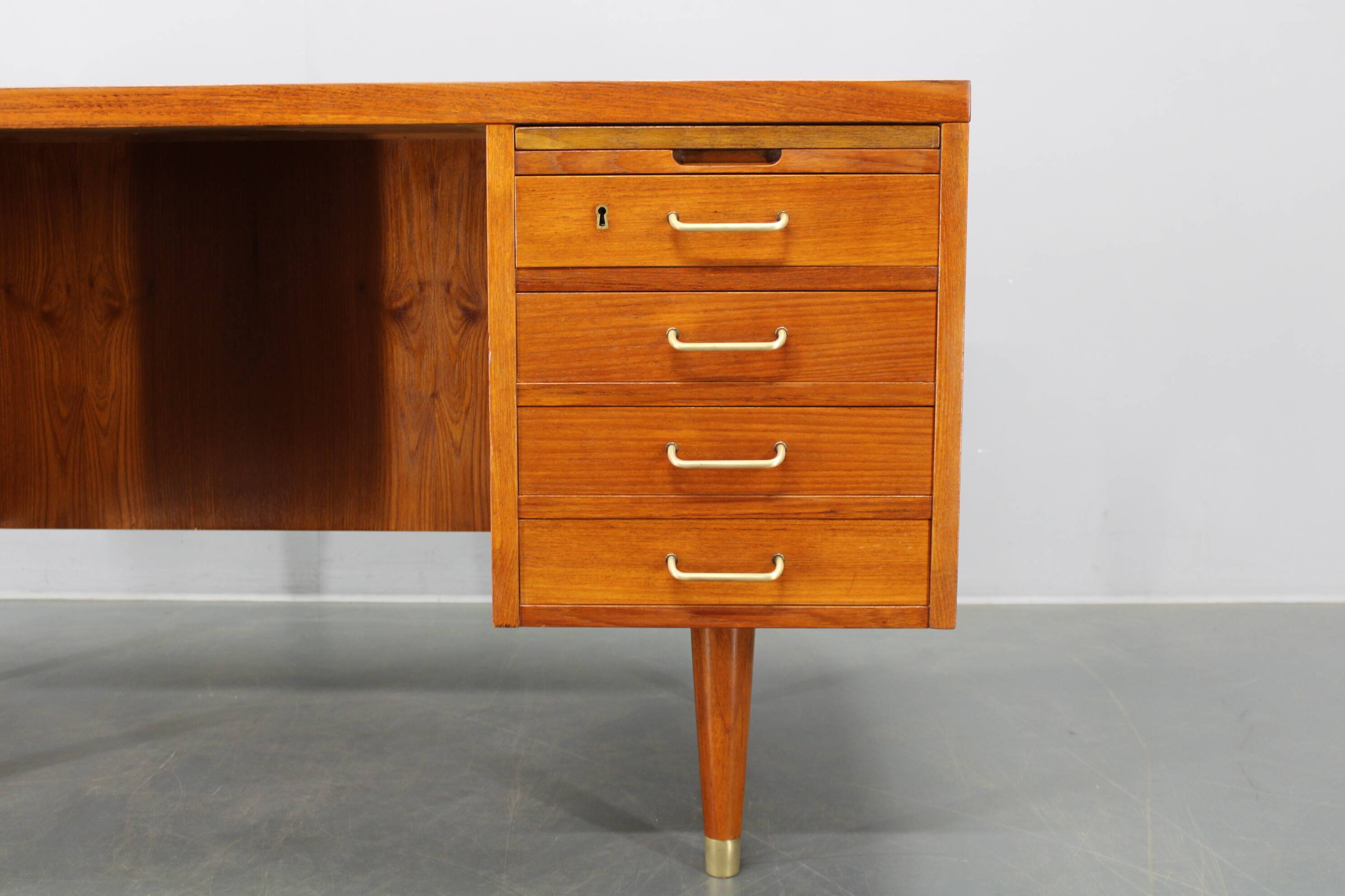 Mid-century Danish teak writing desk with brass details, 1960s