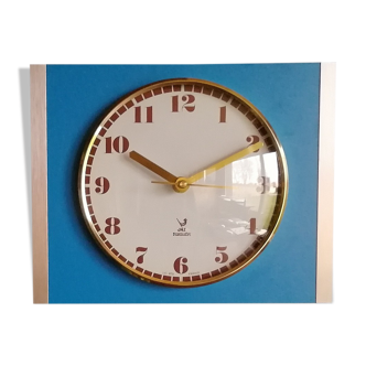 Vintage formica clock silent rectangular wall clock "jaz golden blue"