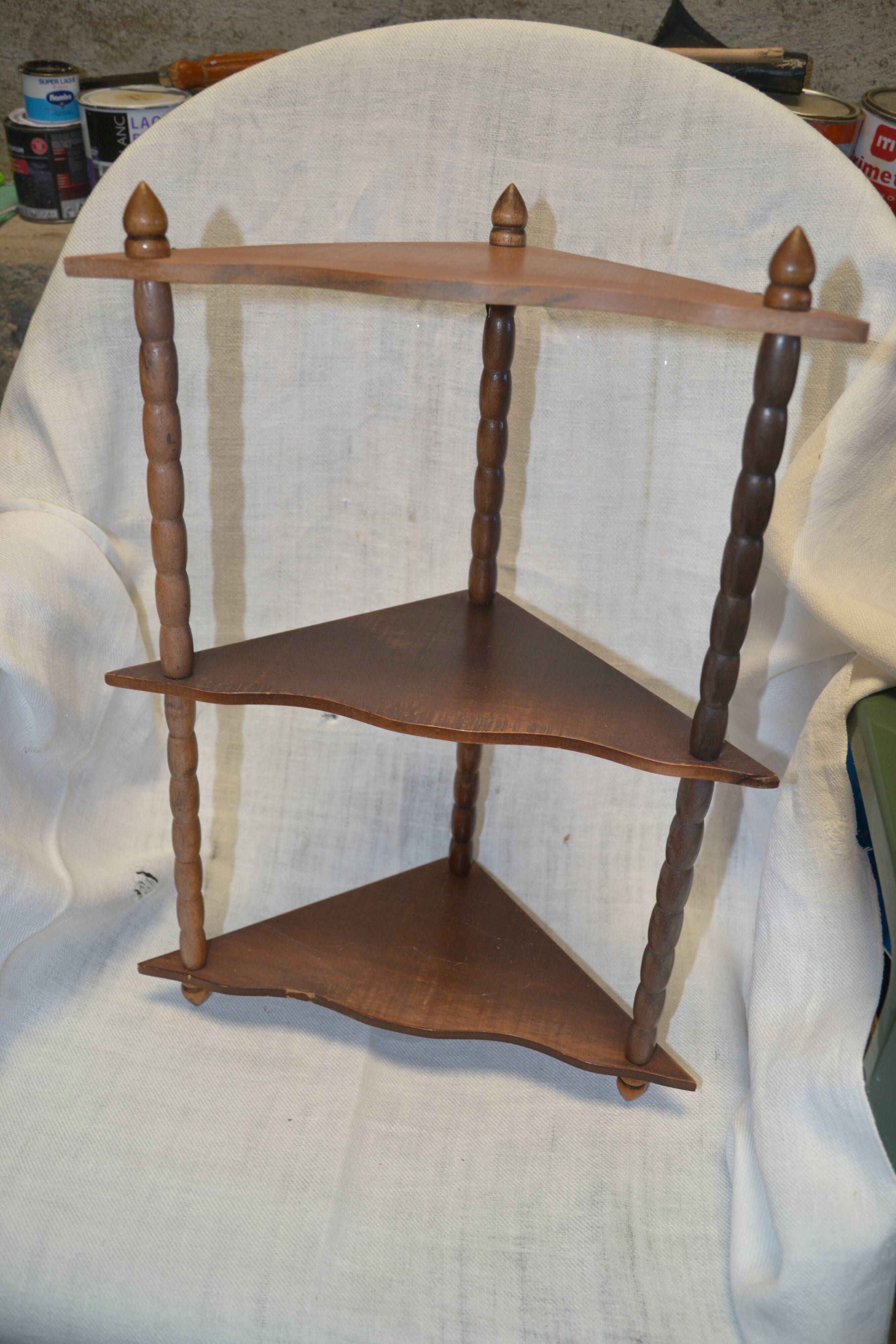 small wooden corner shelf