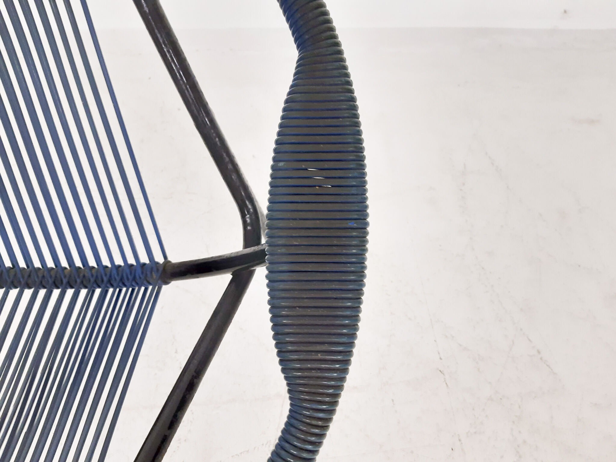 Mid-century plastic thread outdoor club chair