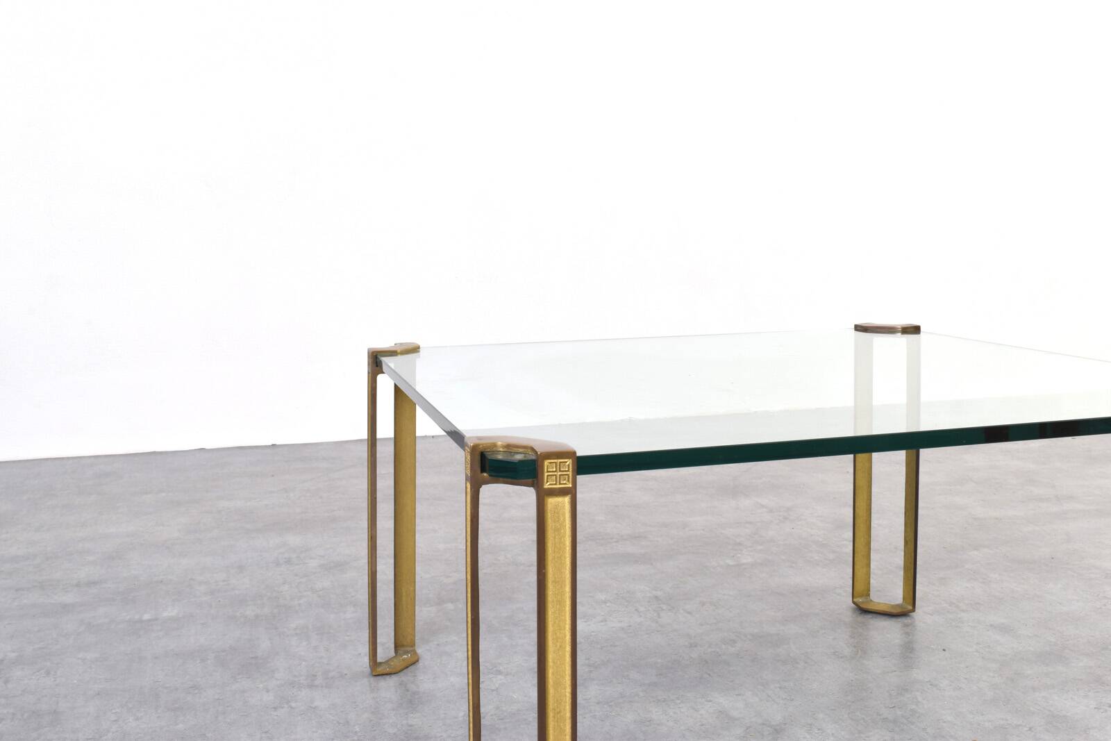 Hollywood Regency Brass and Glass Coffee Table by Peter Ghyczy, 1970s.