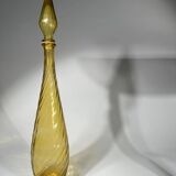 Yellow orange genie bottle in diamond wave textured glass, Glassware