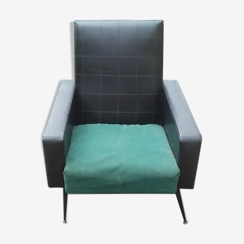 Green and black skai chair 60s