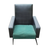 Fauteuil skai vert et noir années 60