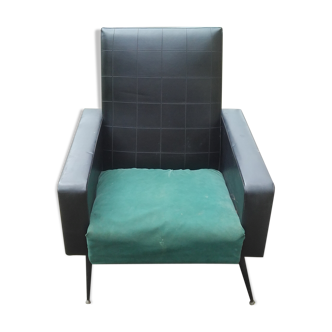Green and black skai chair 60s