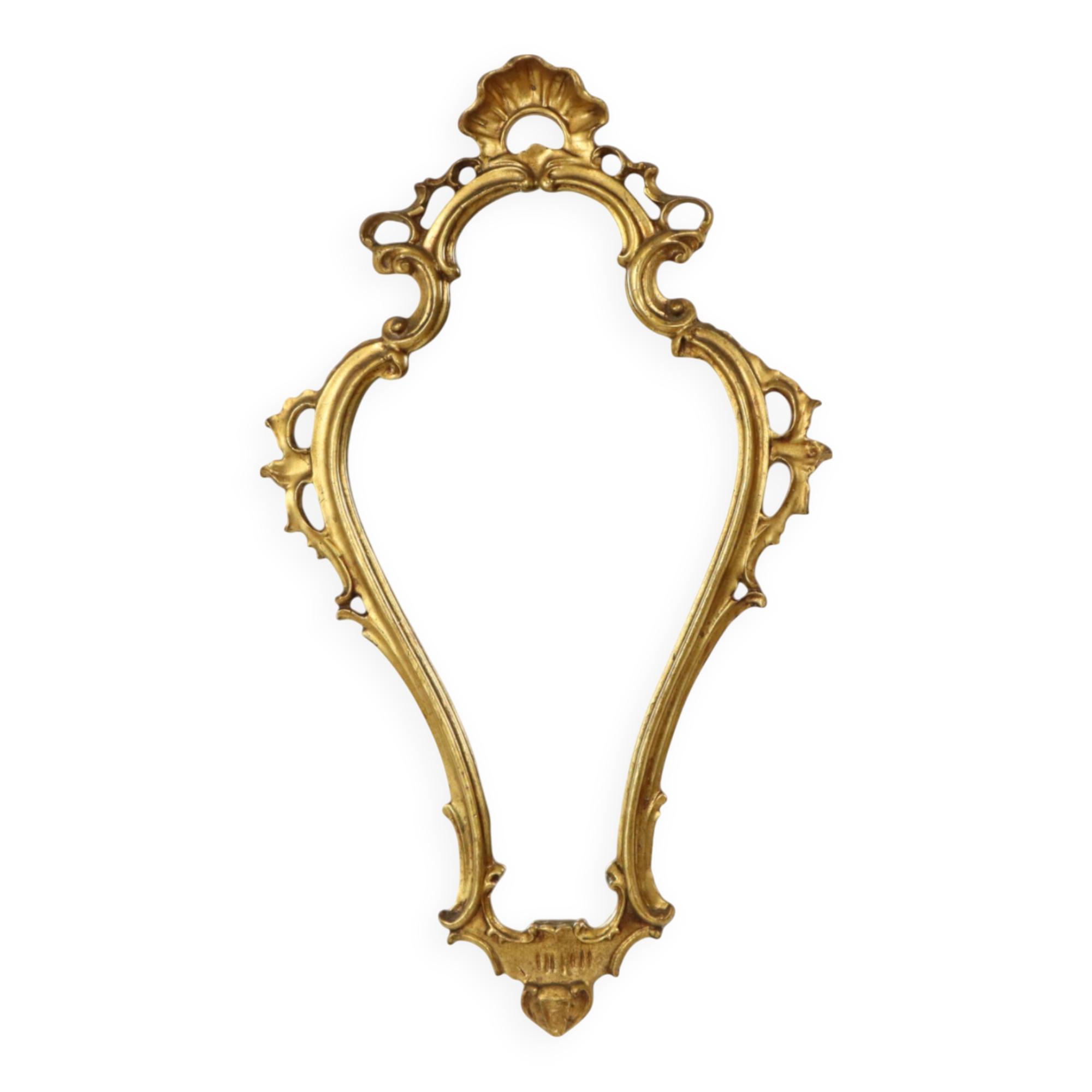 Classic Narrow Crested Mirror Gold Leaf Gilded Baroque Style 72cm