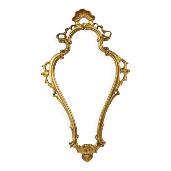 Miroir classique étroit à crête doré à la feuille d'or de style baroque 72 cm