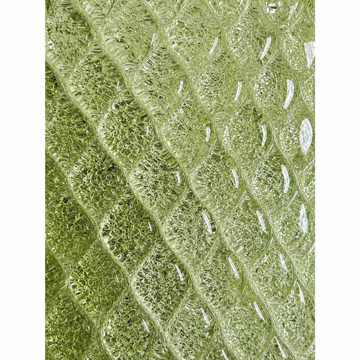 Set of Two Mid-Century Modern Green "Graniglia" Rombus Murano Glass Wall Sc