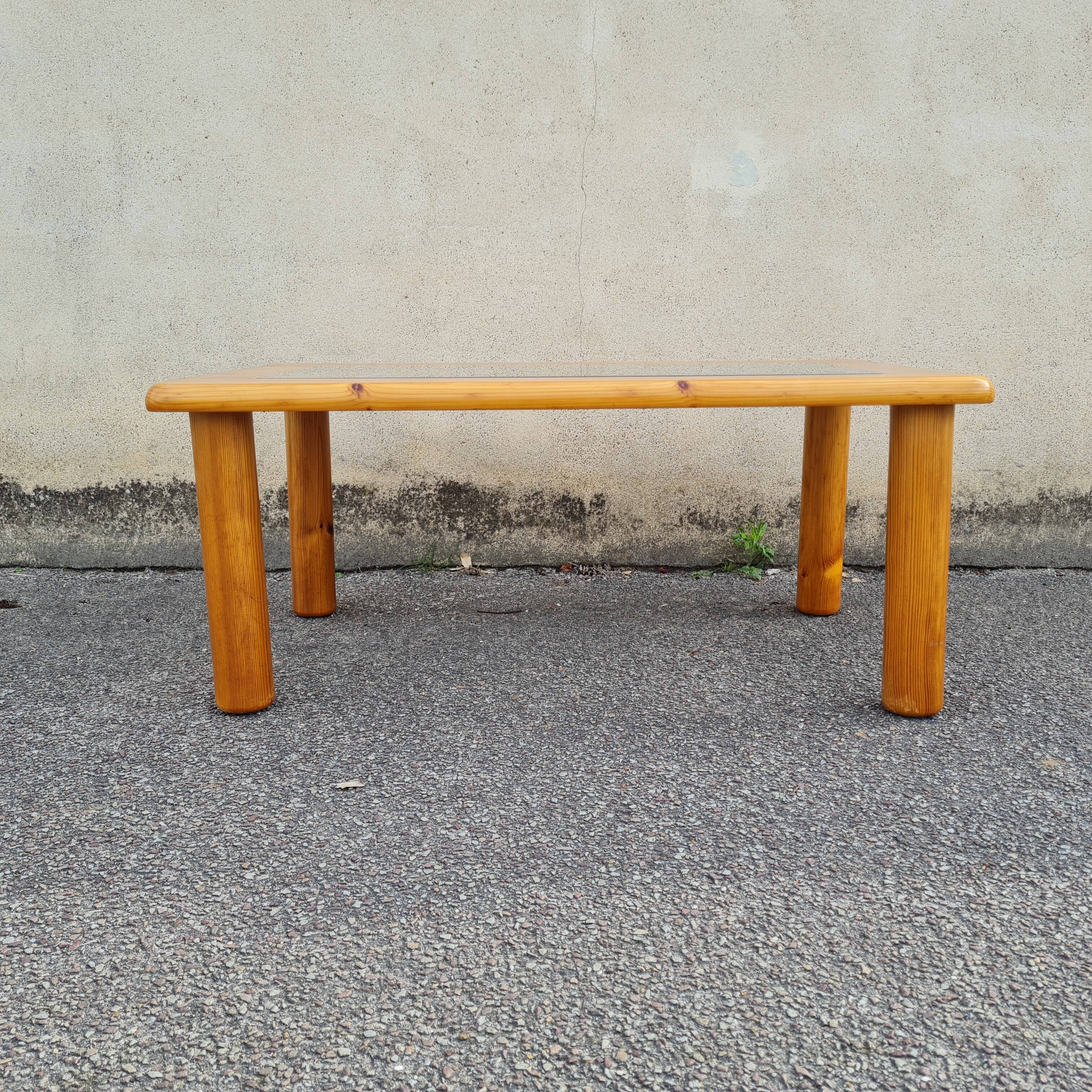 Italian coffee table in pine and glass