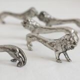 6 vintage lion silver metal knife rests
