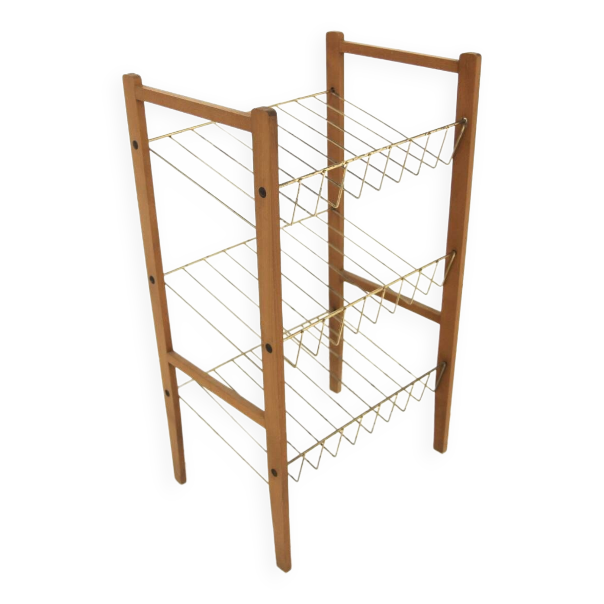Scandinavian beech magazine holder, Sweden, 1960