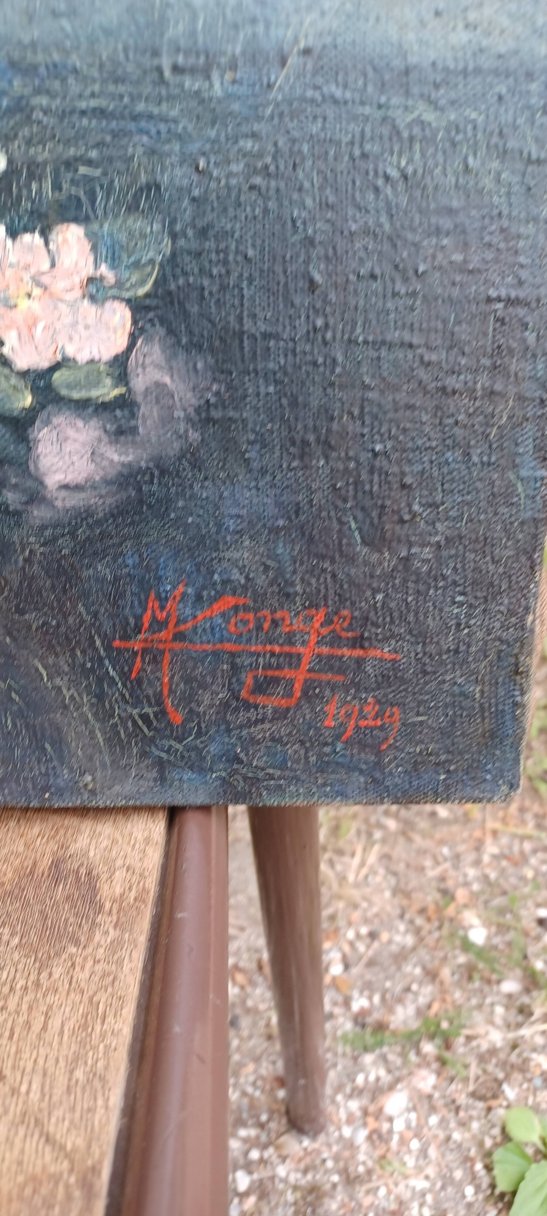 Table of flowers hst signed monge and dated 1929