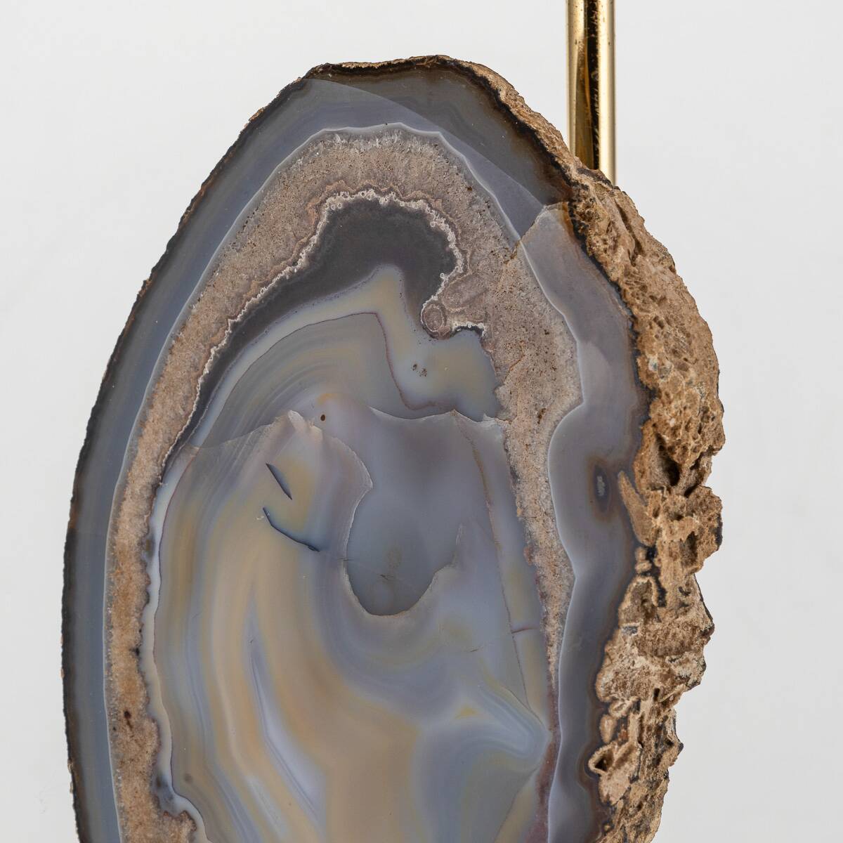 Vintage 20thc agate & brass table lamp by willy daro, belgium c.1970