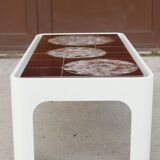 Table low space age in wood and ceramics 1970s