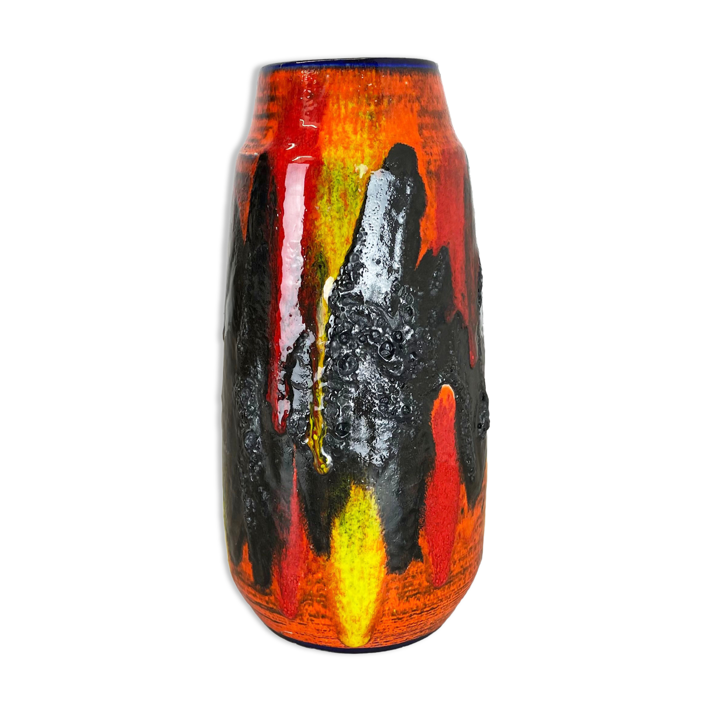R fat lava multi-color vase scheurich, germany wgp, 1970s